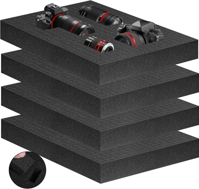 Eunice 4Pcs Polyurethane Foam Inserts -16 x 12 x 2 Inch Pick and Pluck Foam Padding Sheets for Tool Box, Camera Storage and Crafts - Image 1